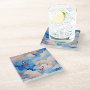 Rustig Japans Koi in het Clouds Glass Onderzetter