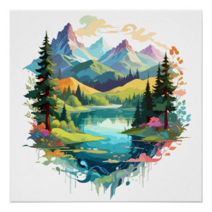 Rustig landschap Rustig Natuur Bergen Perfect Poster