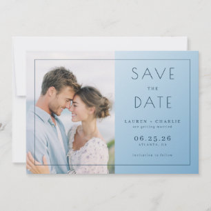 Rustig lichtblauw minimalistisch foto save the date