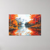 Rustig meer omgeven door herfstbomen canvas afdruk (Voorkant)