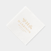 Rustig monogram eenvoudig elegante naam bruiloft folie servetten (Rechts)