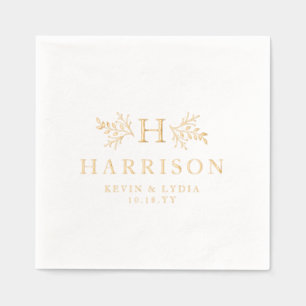 Rustig monogram eenvoudig elegante naam bruiloft folie servetten