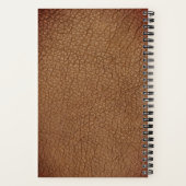 Rustig monogram gouden script naam bruin leer notitieboek (Achterkant)