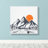 Rustig Mountain Sunset Canvas Afdruk (Insitu (Houten vloer))
