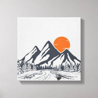 Rustig Mountain Sunset Canvas Afdruk