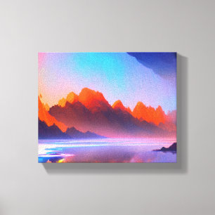 Rustig Mountain Sunset Canvas Afdruk