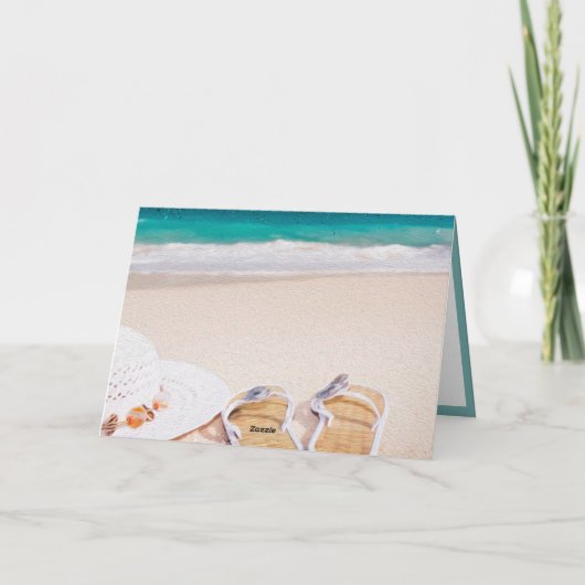 Rustig Ocean Beach: Sunhat en Sandals Serenity Kaart (Achterkant)