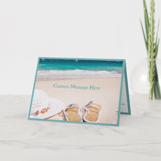 Rustig Ocean Beach: Sunhat en Sandals Serenity Kaart (Voorkant)