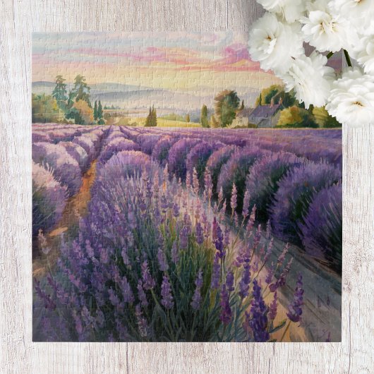 Rustig ontspannen lavendellandschap legpuzzel