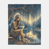 Rustig riviermoment met een wolf fleece deken (Voorkant)