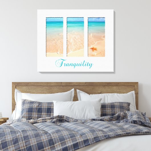 Rustig strand drieluik canvas afdruk (Insitu (Slaapkamer))