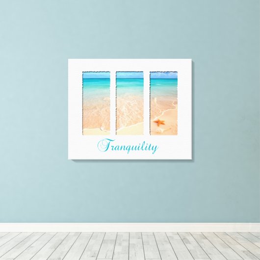 Rustig strand drieluik canvas afdruk (Insitu (Houten vloer))