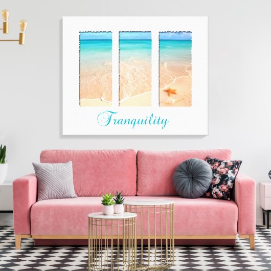 Rustig strand drieluik canvas afdruk (Insitu (Woonkamer))