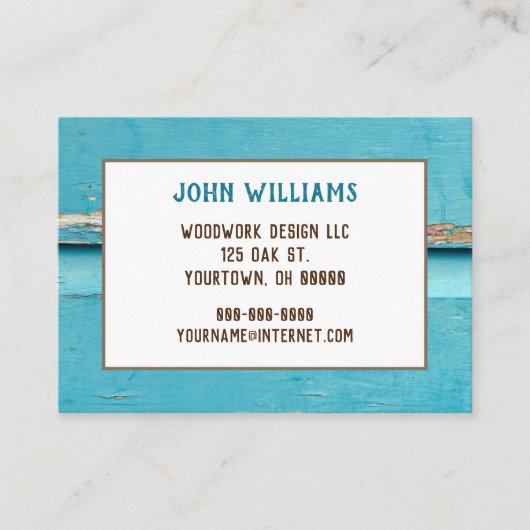 rustig turkooisverfhout visitekaartje (Voorkant)