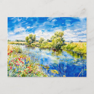 Rustig water in de lente Havelland Aquarel Briefkaart
