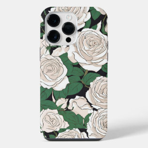 Rustig wit rozenpatroon iPhone 14 pro max hoesje