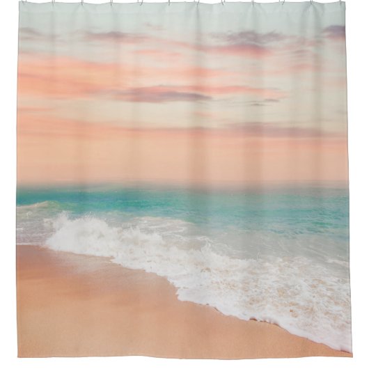 Rustig zandstrand landschap douchegordijn (Voorkant)