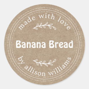 Rustig zelfgemaakt bananenbrood kraftpapier ronde sticker