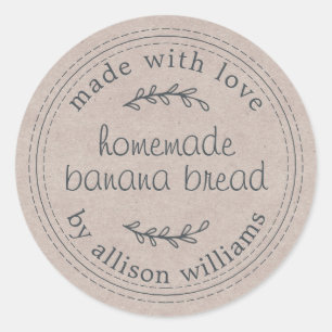 Rustig zelfgemaakt bananenbrood kraftpapier ronde sticker