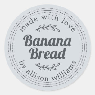 Rustig zelfgemaakt bananenbrood pastelblauw ronde sticker