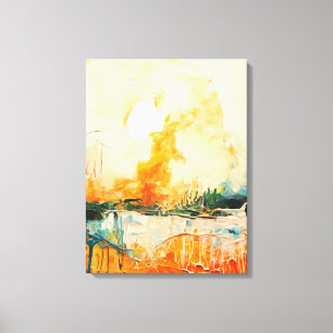 Rustig zonsondergang over Lakeside sereniteit Canvas Afdruk