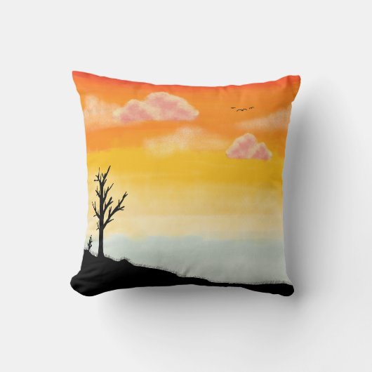 Rustig zonsondergangsilhouet - minimalistisch land kussen (Voorkant)