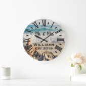 Rustige Aangepaste Blauwe Oceaan Grote Klok (Huis)