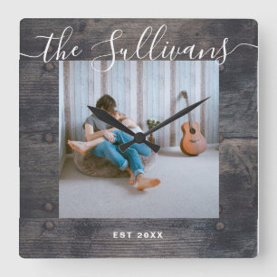 Rustige aangepaste wandklok voor uw foto Wooden Sc Vierkante Klok