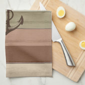 Rustige aardbeenderen hout Nautische strips en ank Theedoek (Quarter Fold)