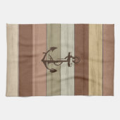 Rustige aardbeenderen hout Nautische strips en ank Theedoek (Horizontaal)