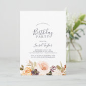 Rustige Aarde Florals Birthday Party Kaart (Staand voorkant)