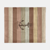 Rustige Aarde Tone Wood Nautical ⚓ Stripes & Ancho Fleece Deken (Voorkant (Horizontaal))