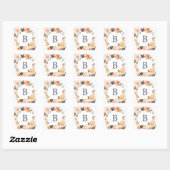 Rustige aardkoralen Wedding Envelope-zegels Vierkante Sticker (Vel)