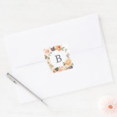 Rustige aardkoralen Wedding Envelope-zegels Vierkante Sticker (Envelop)
