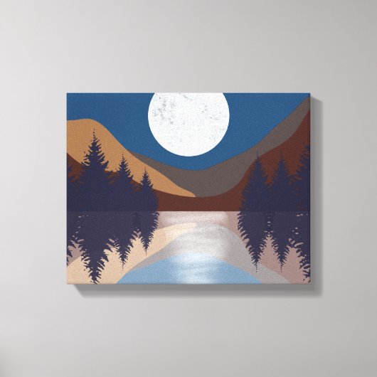 Rustige Abstracte bosmonreflectie Canvas Afdruk (Voorkant)