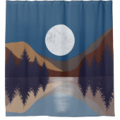 Rustige Abstracte bosmonreflectie Douchegordijn (Voorkant)