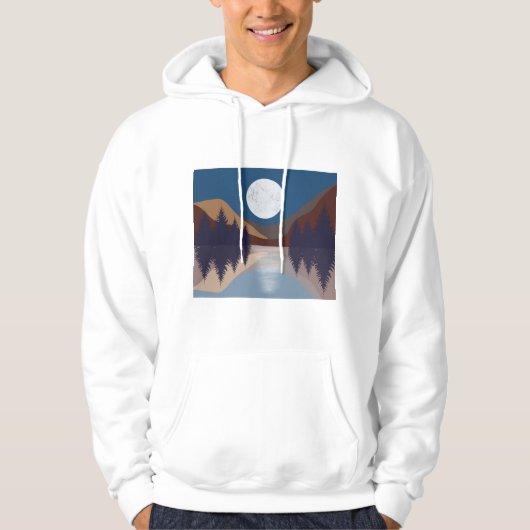 Rustige Abstracte bosmonreflectie Hoodie (Voorkant)