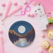 Rustige Abstracte bosmonreflectie Papieren Bordje (Feest)