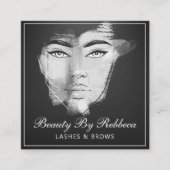 Rustige Abstracte Ivory Gold Grey QR Code Logo Vierkante Visitekaartje (Voorkant)