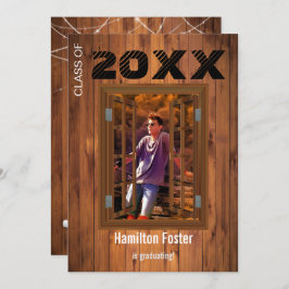 Rustige Afstuderen Cherry String Lights Barn Wood Kaart