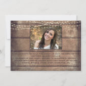 Rustige Afstuderen Foto Collage Wood String Lights Aankondiging (Achterkant)