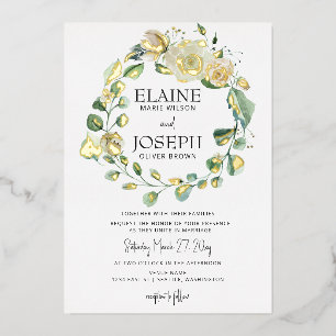 Rustige Airy Botanical Neutral Floral Wedding Folie Uitnodiging