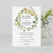 Rustige Airy Botanical Neutral Floral Wedding Folie Uitnodiging (Staand Voorkant)