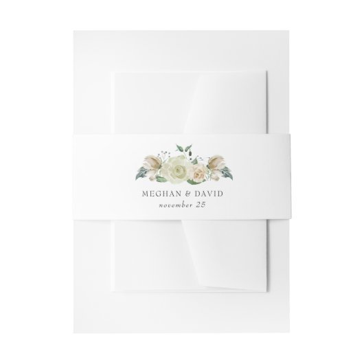 Rustige Airy Botanical Neutral Floral Wedding Uitnodigingen Wikkel (Voorkant Voorbeeld)