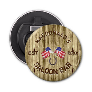 Rustige Amerikaanse bar Cowboy Saloon Button Flesopener