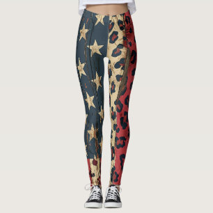 Rustige Amerikaanse vlag luipaardprint (1) Leggings