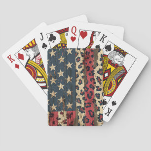 Rustige Amerikaanse vlag luipaardprint (1) Pokerkaarten