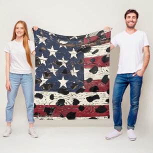 Rustige Amerikaanse vlag luipaardprint (2) Fleece Deken