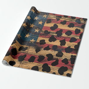 Rustige Amerikaanse vlag luipaardprint (4) Cadeaupapier