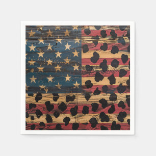 Rustige Amerikaanse vlag luipaardprint (4) Servet